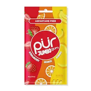 Pur Jumbo Gum Strawberry Orange Banana 2.9Oz