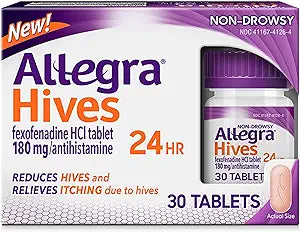 Allegra Allergy 24 HR Hives Reduction And Itch Relief 30 Tablets