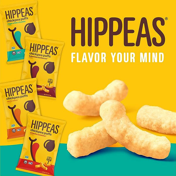 Hippeas Chickpea Puffs, Bohemian Barbecue , 4 Ounce, 4g Protein, 3g Fiber, Vegan, Gluten-Free, Crunchy, Plant Protein Snacks