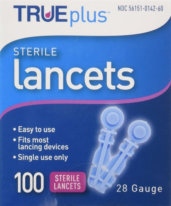 True Plus Sterile Lancets 28 Gauge 100ct