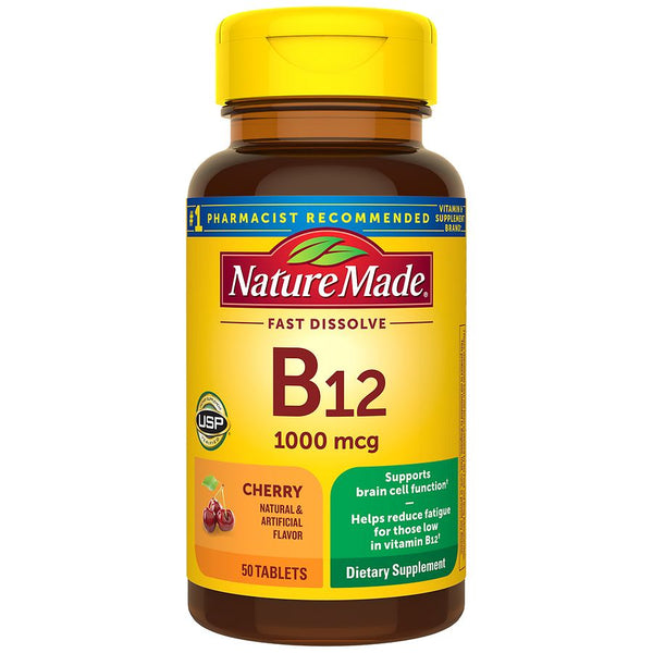 Nature Made B12 Sublingual Cherry 1000 Mcg Tablets 50ct