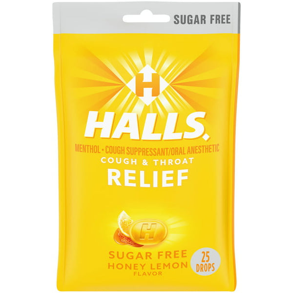 Halls Sugar Free Cough Drops Honey Lemon 25ct