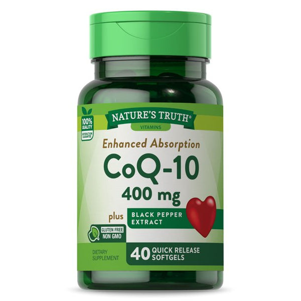 Nature's Truth CoQ-10 400mg Plus Black Pepper Extract 40 Softgels