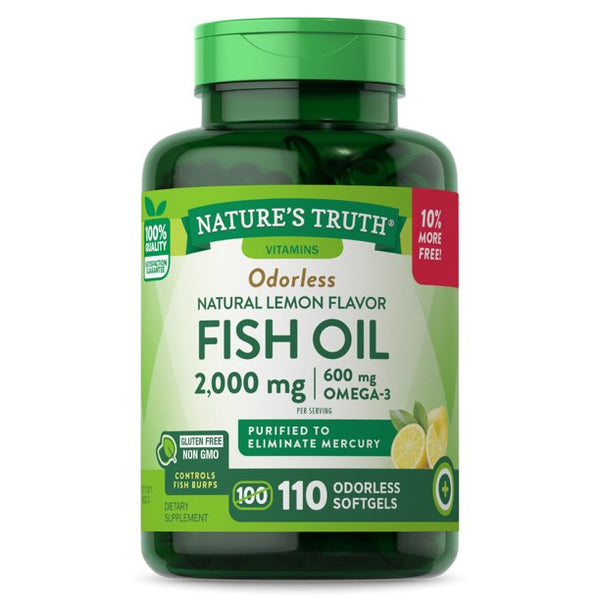 Nature's Truth Vitamins Odorless Fish Oil 1000 mg Lemon 110 Softgels