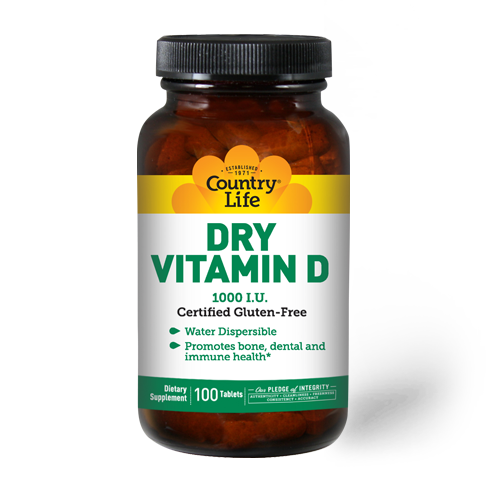 Country Life Dry Vitamin D 1000 I.U. 100 Vegetable Capsules