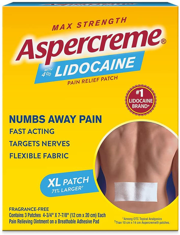 Aspercreme Lidocaine Patch XL Maximum Strength Odor Free, 3 Ct