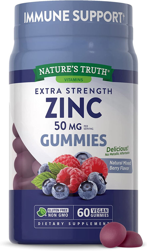 Nature's Truth Extra Strength Zinc 50mg Mixed Berries 60 Gummies