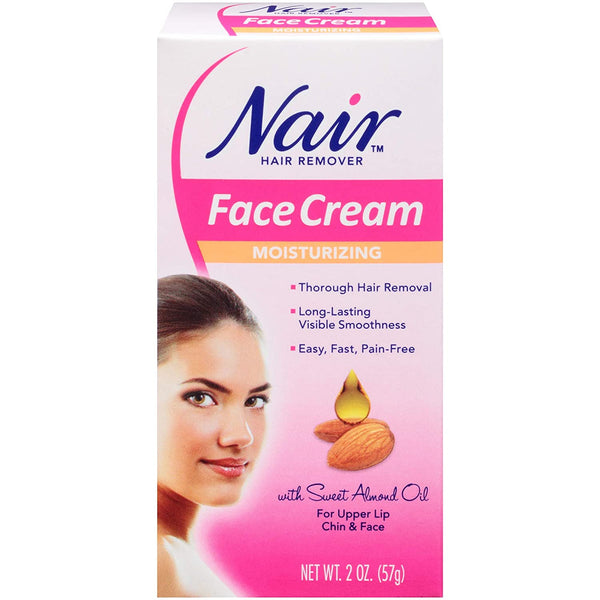 Nair Hair Remover Moisturizing Face Cream, with Sweet Almond Oil, 2 Oz