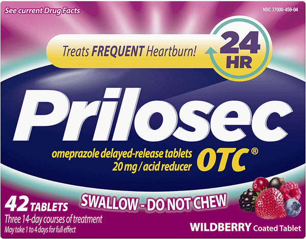 Prilosec OTC Swallow Wildberry 42 Tablets