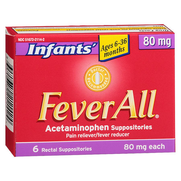 FeverAll Infants Acetaminophen 80mg Suppositories 6 Rectal Suppositories