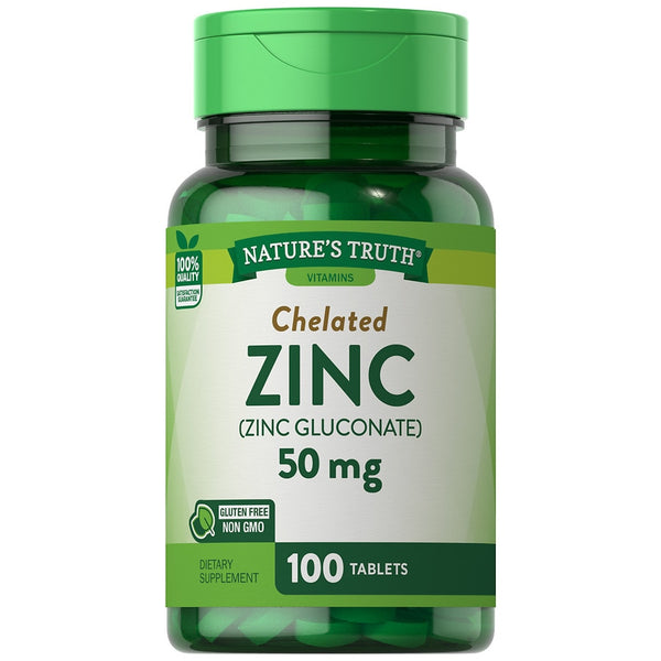 Nature's Truth Chelated Zinc 50 mg 100 Tablets