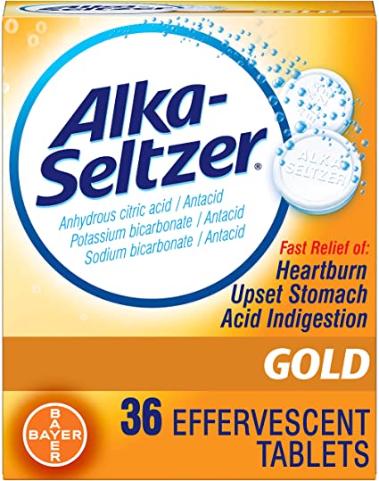 Alka-Seltzer Gold Effervescent Tablets, Relief of Heartburn, Acid Indigestion, and Upset Stomach, 36 Count