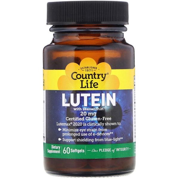 Country Life Lutein with Zeaxanthin, 20 mg, 60 Softgels