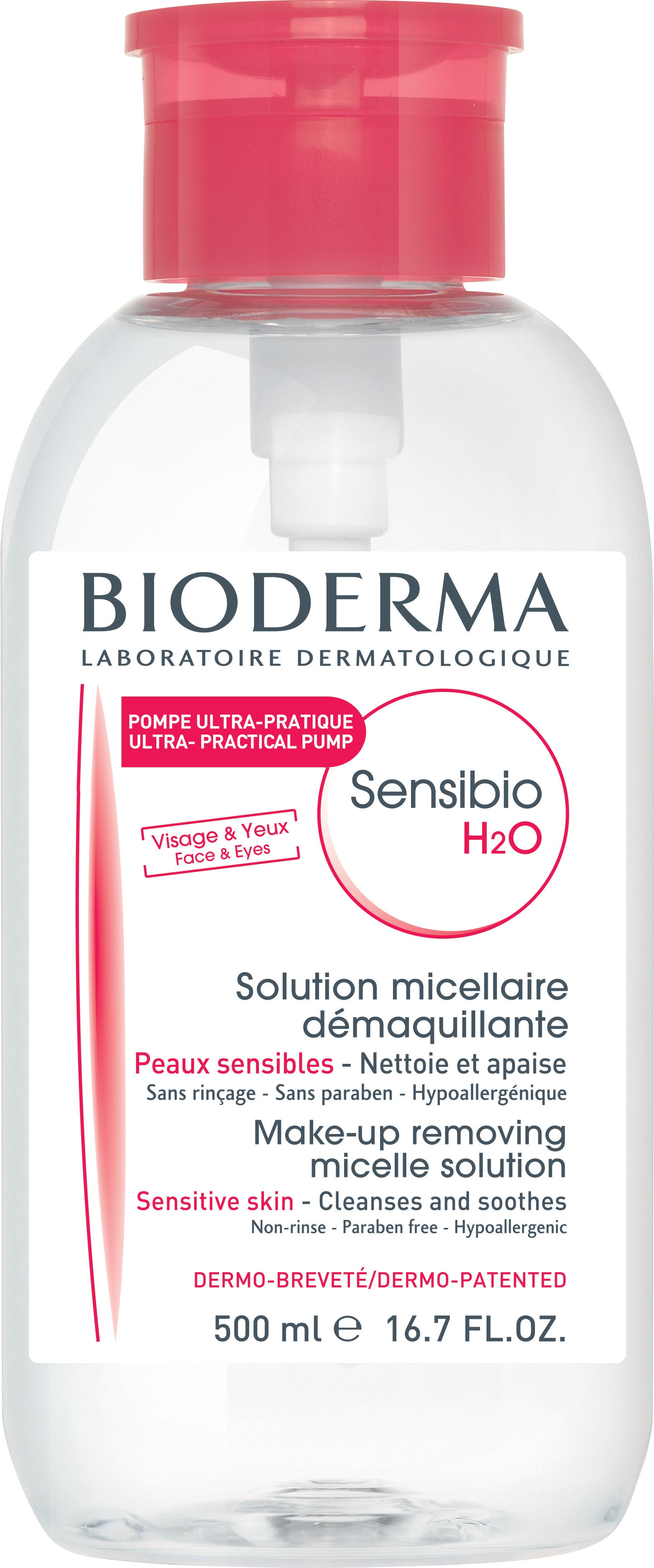  Bioderma Hydrabio H2O PUMP Micellar Water - Cleansing and  Make-Up Removing, 16.7 Fl Oz : Beauty & Personal Care