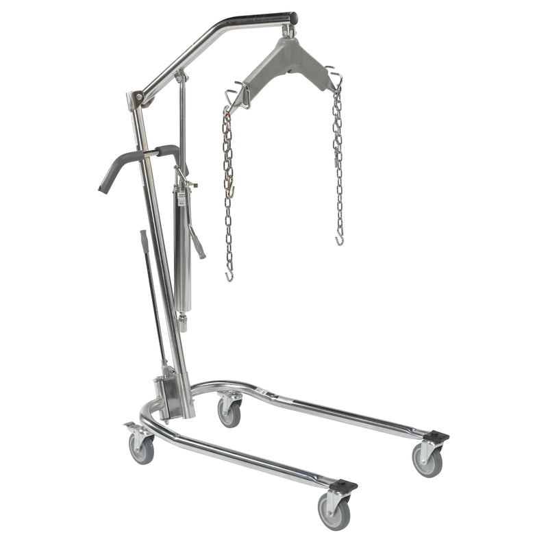 Drive Medical Hydraulic Patient Lift with Six Point Cradle, 5" Casters, Chrome