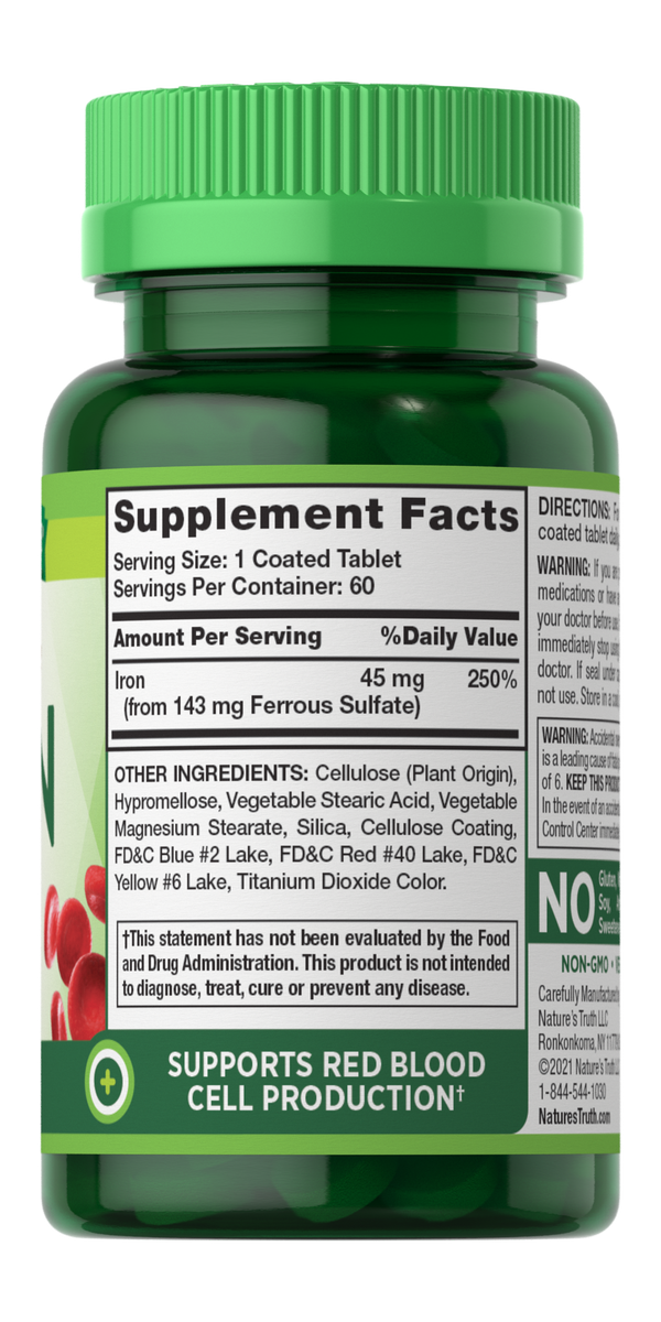Nature's Truth Iron 45 mg 60 Tablets