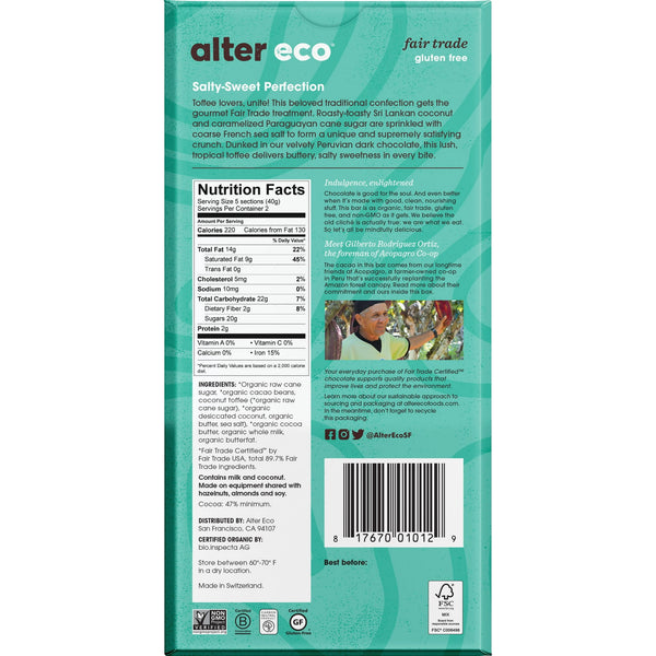 Alter Eco Mint Balckout Dark Chocolate Bar 2.65oz