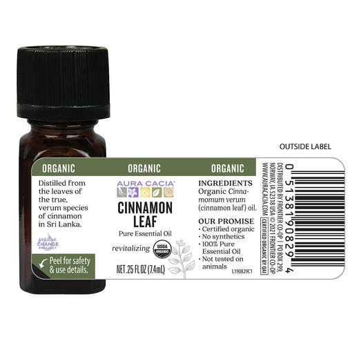 AURA Cacia Opil Esencial de hoja de canela orgánica 0.25 oz