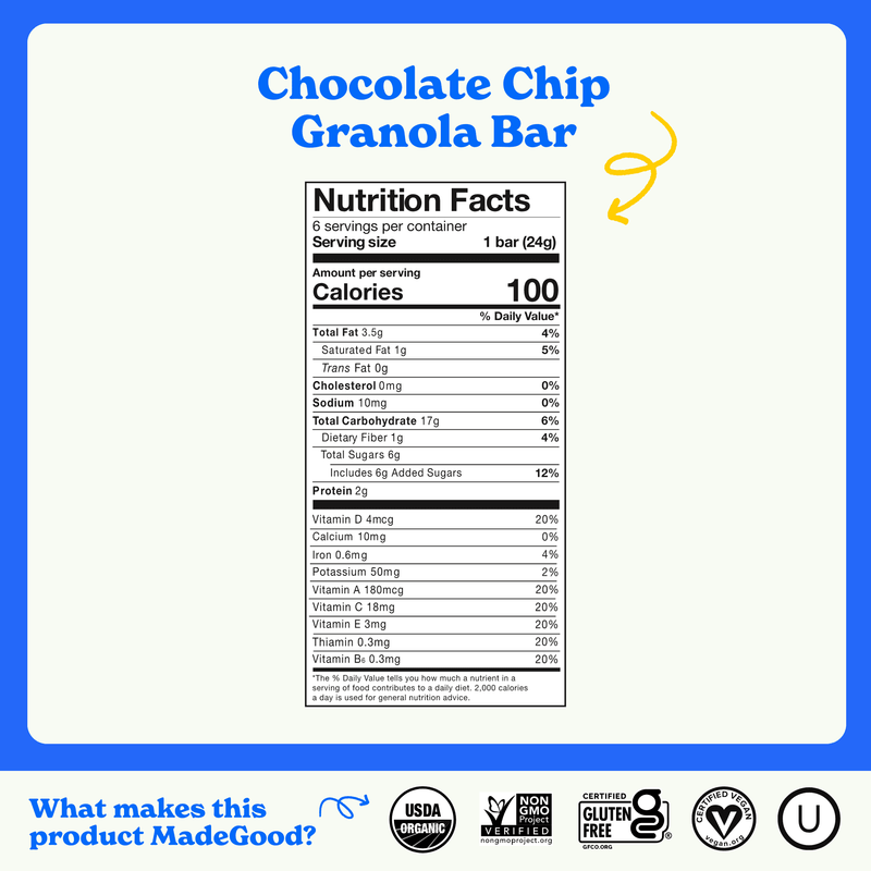 Made Good Granola Bars Chocolate Chip 6ct