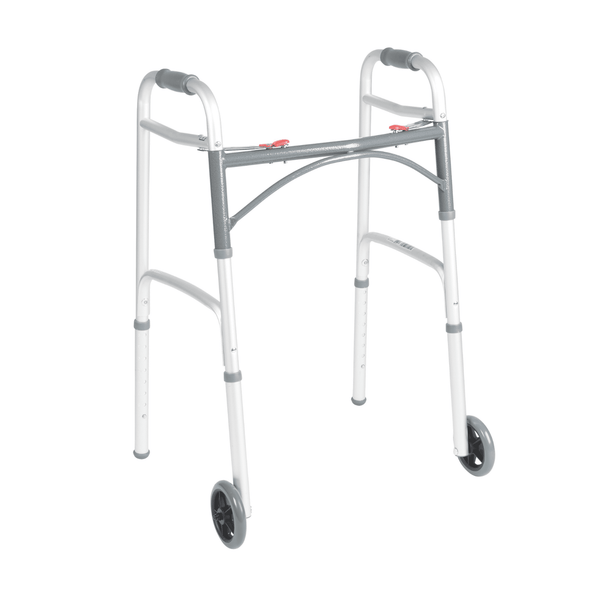 Drive Medical Deluxe Two Button Folding Walker with 5" Wheels