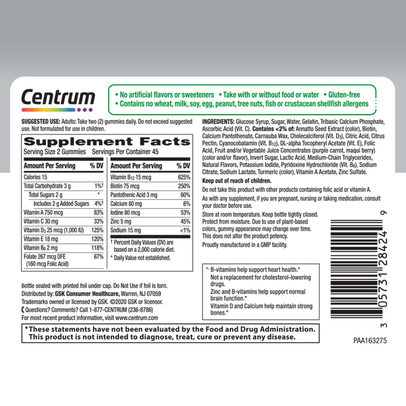 Centrum Adult +50 Multigummies 90CT