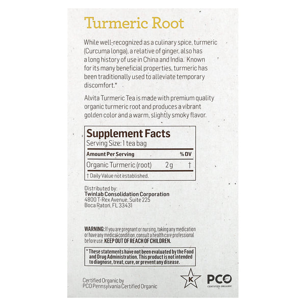Alvita Turmeric Root Tea Bags 16 ct