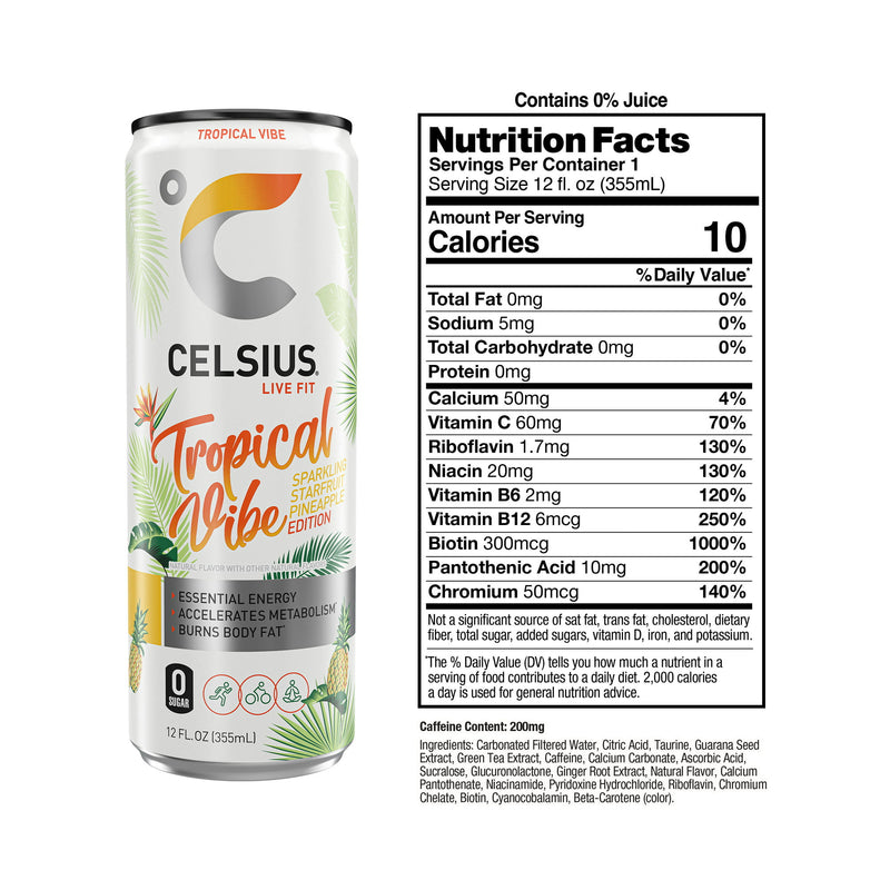 Celsius Sparkling Tropical Vibe 12 Oz