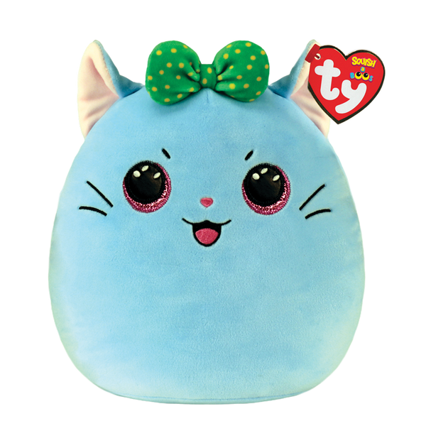 TY Beanie Squishies (Squish-A-Boos) Plush - KIRRA the Blue Kitty Cat (10 inch)