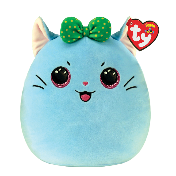 TY Beanie Squishies (Squish-A-Boos) Plush - KIRRA the Blue Kitty Cat (10 inch)