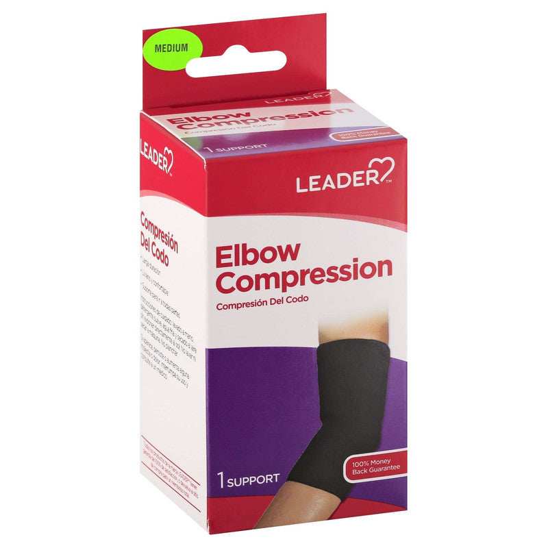 Leader Tennis Elbow Compression Neoprene With Strap Medium Black