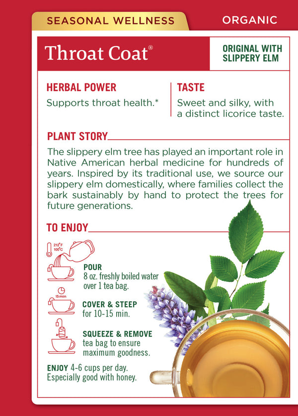 Traditional Medicinals Throat Coat Herb Tea Bags 16 ct