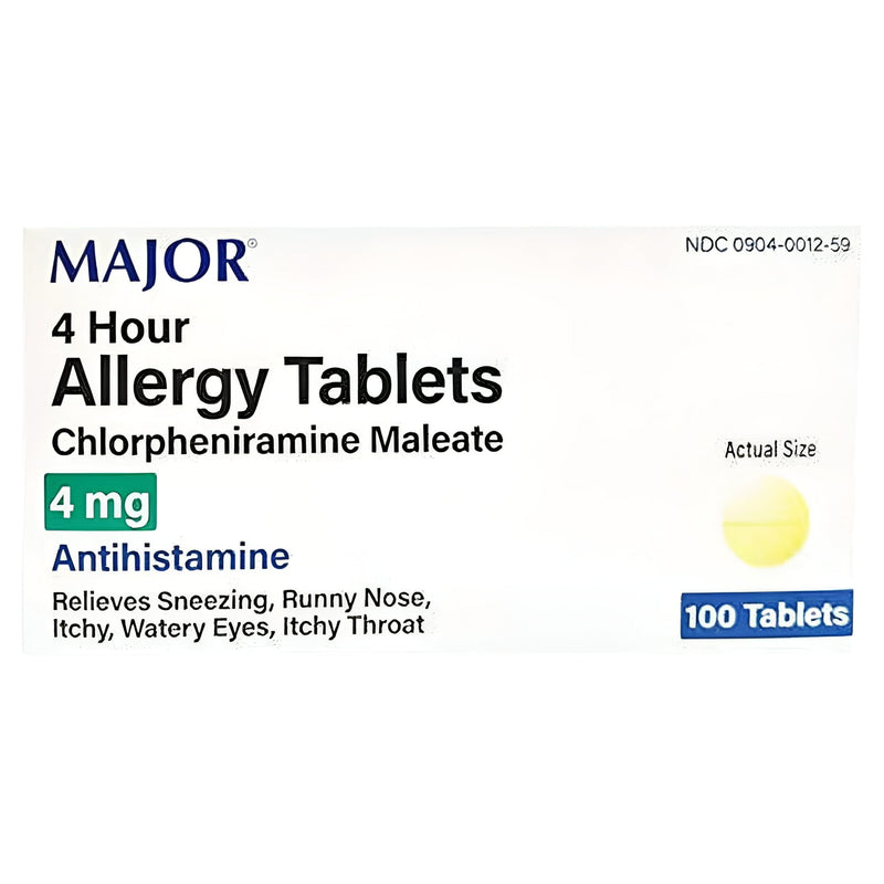 Major 4 Hour Allergy 4mg Tablets 100ct