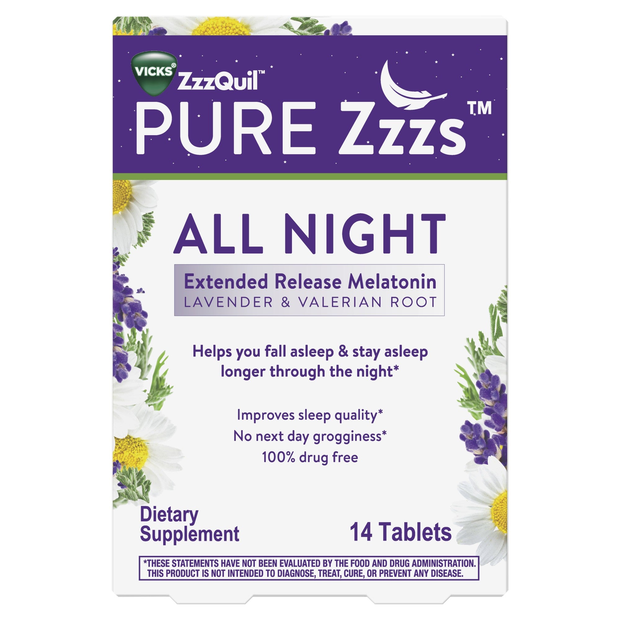 Vicks Pure Zzzs Melatonin Sleep Aid 14 Tablets – Locatel Health ...