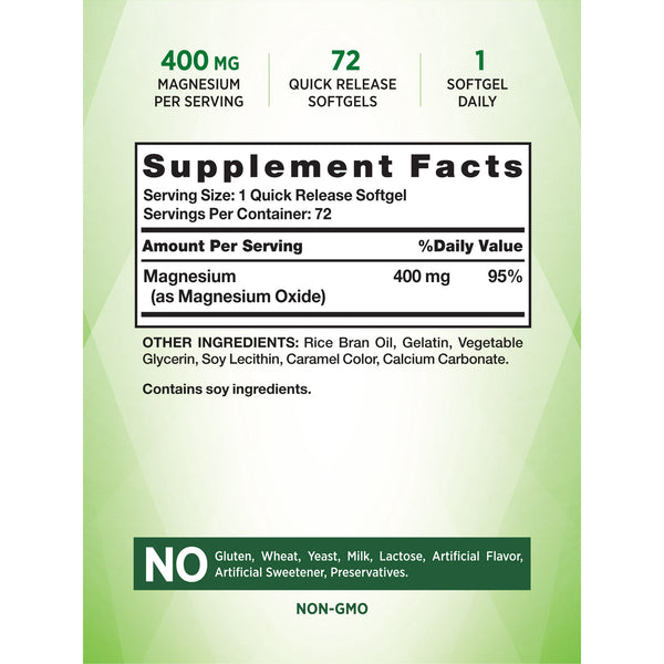 Nature's Truth Magnesium 400mg Softgels 72CT