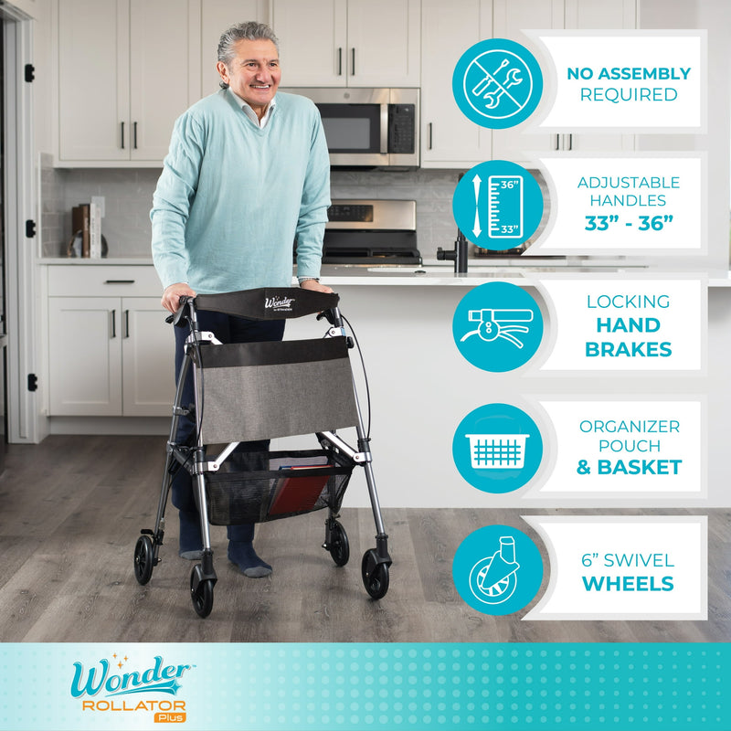 Stander Wonder Rollator Plus Ez Fold N Go Rollator Black Walnut