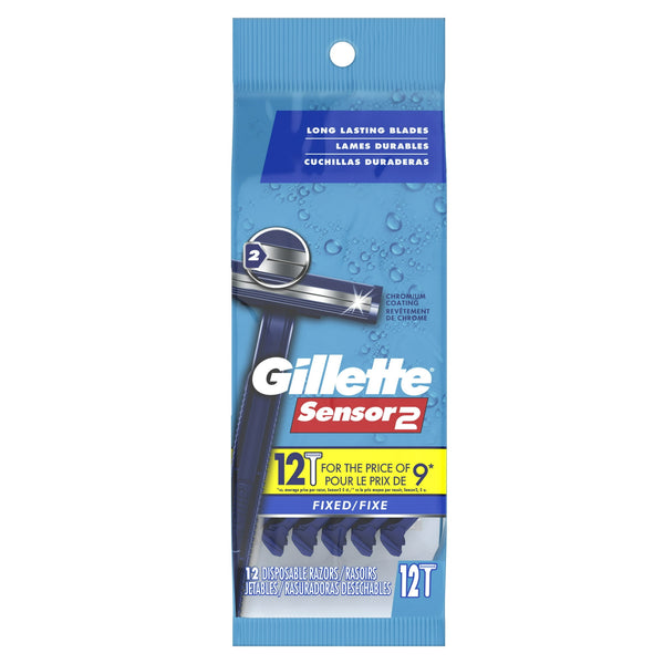 Gillette Sensor2 Chromium Coated Disposable Razors, 12ct