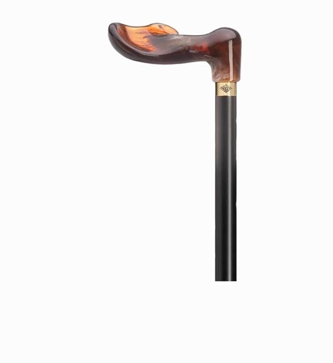 Harvy Palm Grip Cane Black Shaft Amber Acrylic Handle Unisex 78690