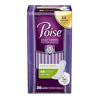 Poise Daily Liners Regular Length Size 2 26ct