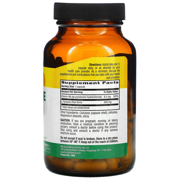 Country Life L-Tyrosine 500mg Vegetable Capsules 100ct