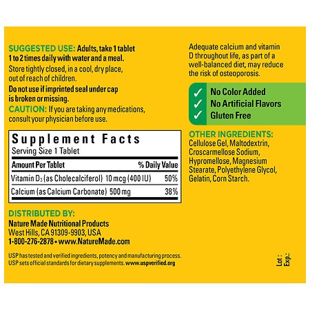 Nature Made Calcium 500mg Tablets 130ct