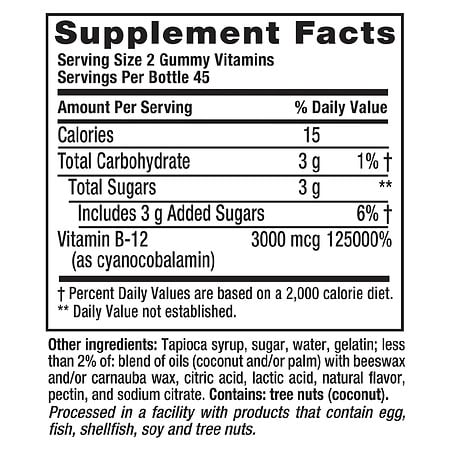 Vitafusion B12 Extra resistencia 3000mcg Gummies 90ct