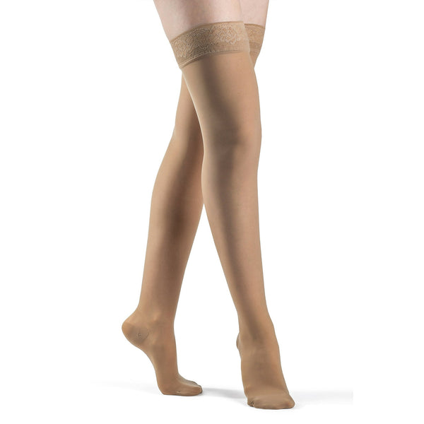 Sigvaris Eversheer 15-20mmHg Thigh High Closed Toe with Top Grip Suntan MS