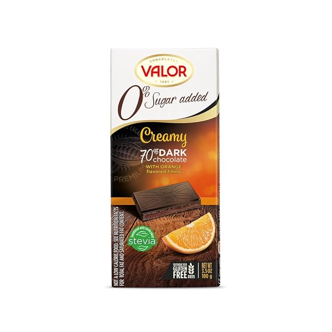 Valor Dark Chocolate 70% con naranja 3.5 oz