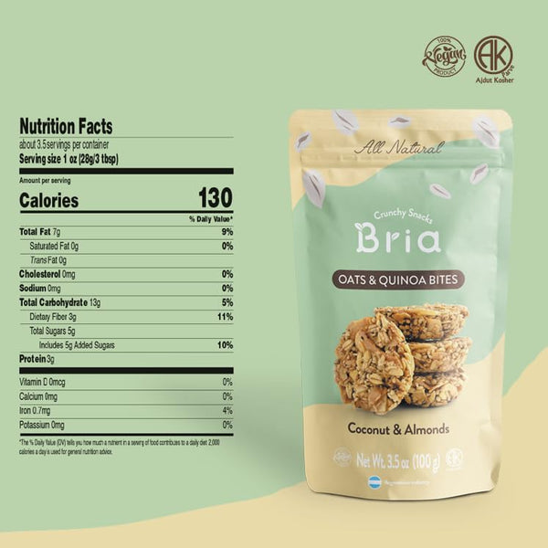 Bria Snacks Puffed Quinoa and Oats Crisps 3.5 Ounces