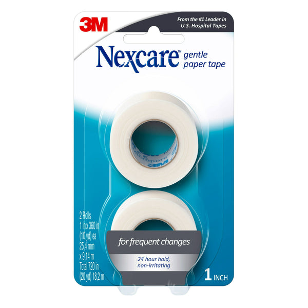 Nexcare Gentle Paper Tape 2 Rolls 1in x 10yd