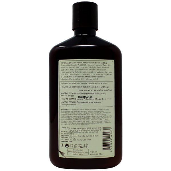 Ahava mineral botánico terciopelo loción corporal hibisco y fig 17oz