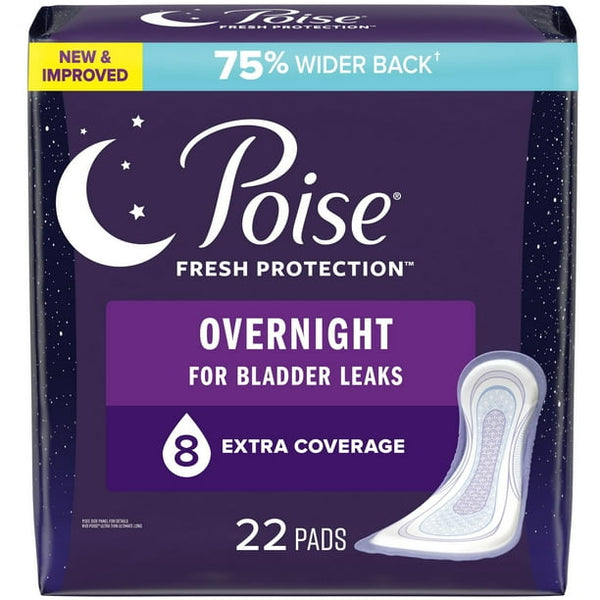 Poise Extra Cover Overnight Pads 22ct