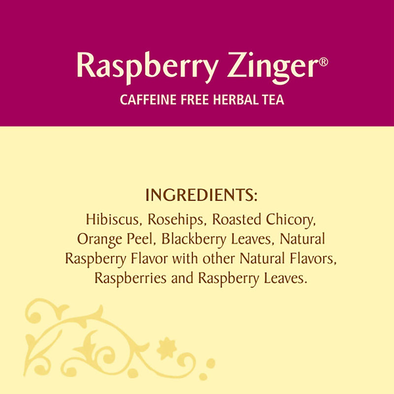 Condimentos celestiales Bolsas de té de Raspberry Zinger 20 CT