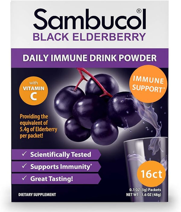 Sambucol Black Elderberry Drink Powder Vitamin C Packs 16ct