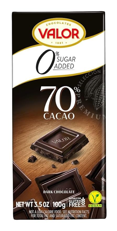 Valor azúcar sin chocolate negro 70% 3.5 oz